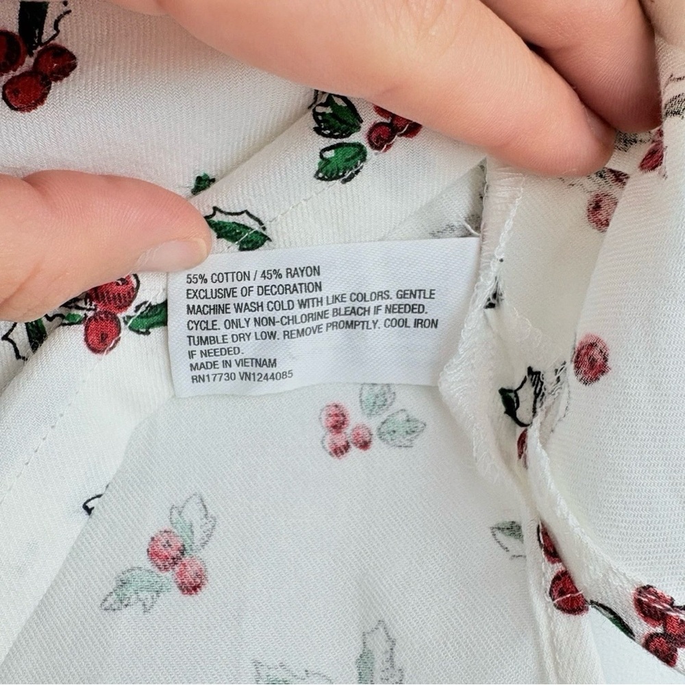Women's Floral Print Velvet Red Bow White Tank Shirt Camisole Dainty Size Small - Picture 5 of 8